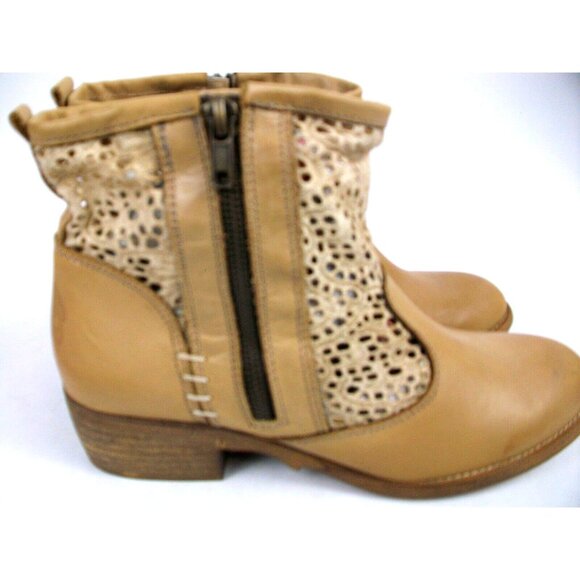 Cool Way Womens Leather Ankle Boot Tan Size 9 Zip Pre Owned - Picture 5 of 11